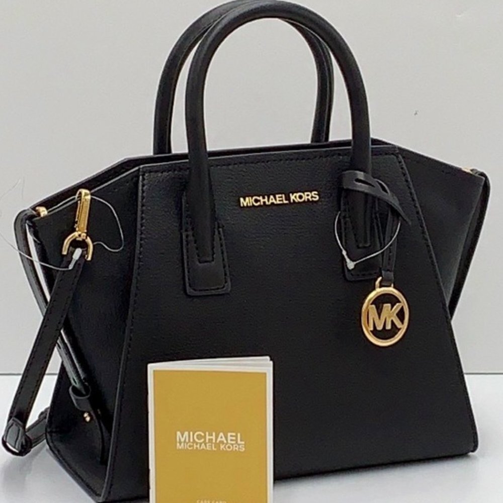 Michael Kors Avril Small Leather Top-Zip Satchel Black color